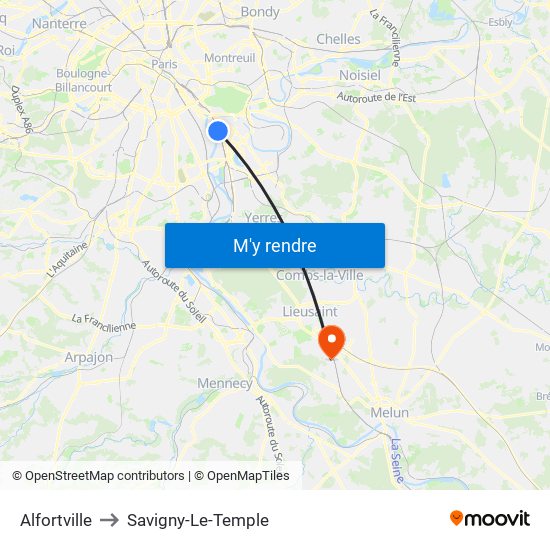 Alfortville to Savigny-Le-Temple map