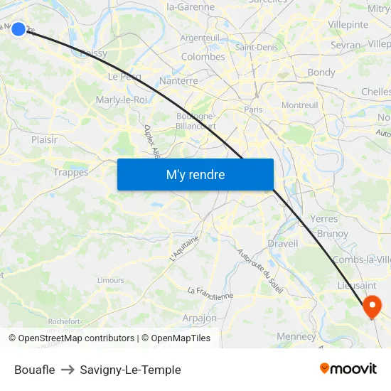 Bouafle to Savigny-Le-Temple map