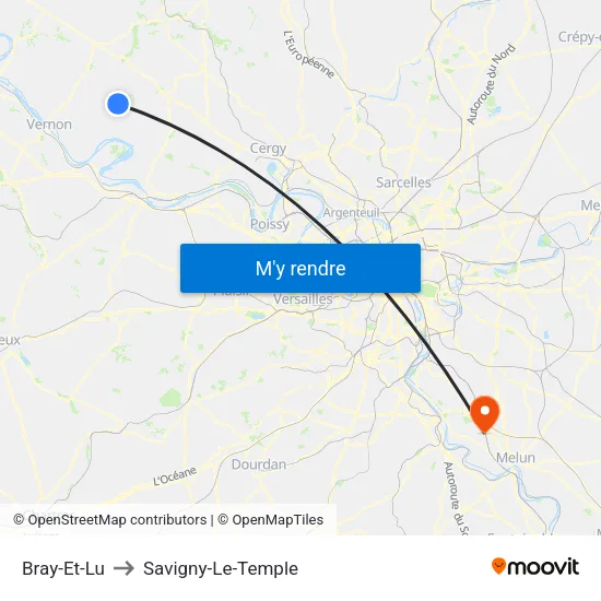 Bray-Et-Lu to Savigny-Le-Temple map