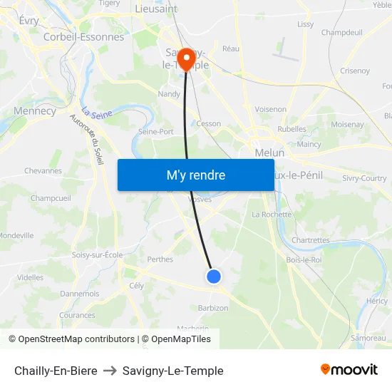 Chailly-En-Biere to Savigny-Le-Temple map