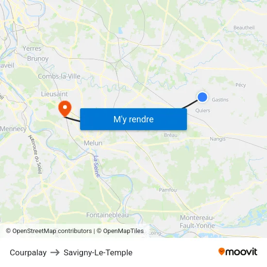 Courpalay to Savigny-Le-Temple map