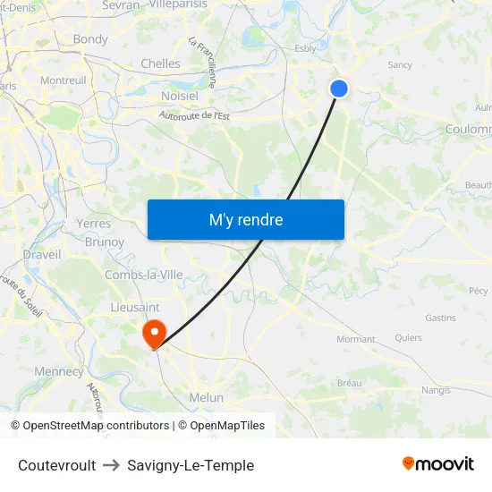 Coutevroult to Savigny-Le-Temple map