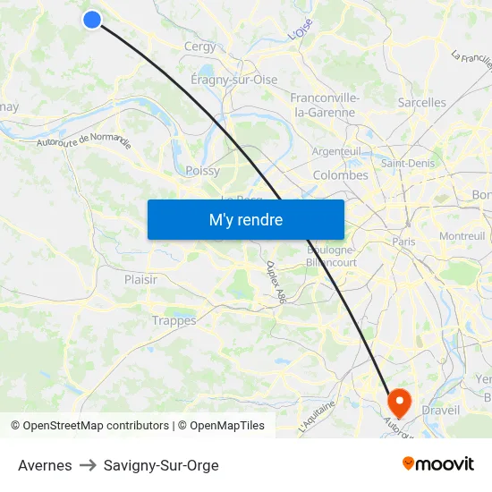 Avernes to Savigny-Sur-Orge map