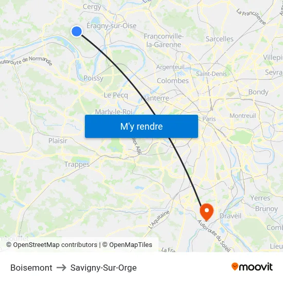 Boisemont to Savigny-Sur-Orge map