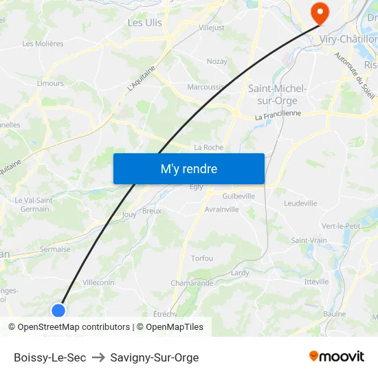 Boissy-Le-Sec to Savigny-Sur-Orge map