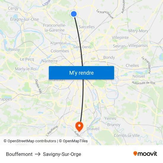 Bouffemont to Savigny-Sur-Orge map
