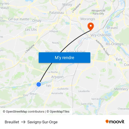 Breuillet to Savigny-Sur-Orge map
