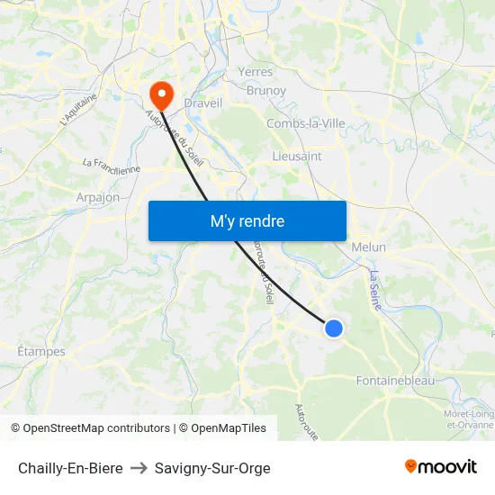 Chailly-En-Biere to Savigny-Sur-Orge map