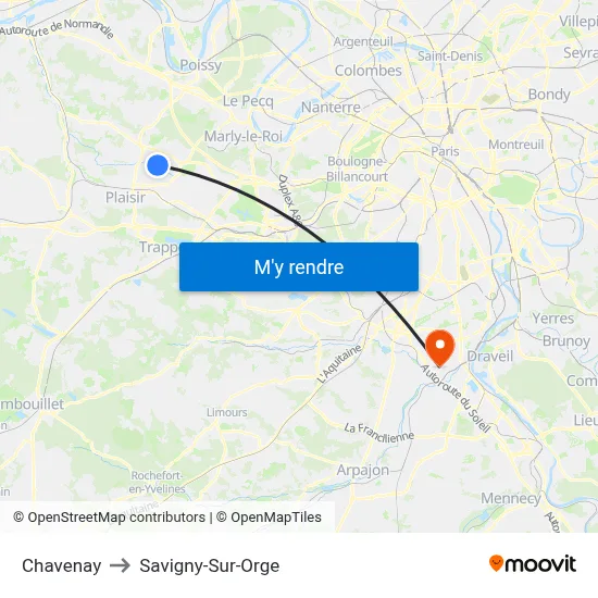 Chavenay to Savigny-Sur-Orge map