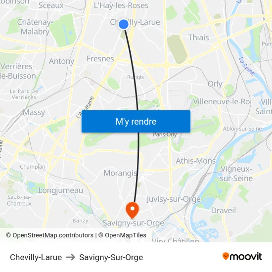 Chevilly-Larue to Savigny-Sur-Orge map