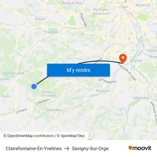 Clairefontaine-En-Yvelines to Savigny-Sur-Orge map