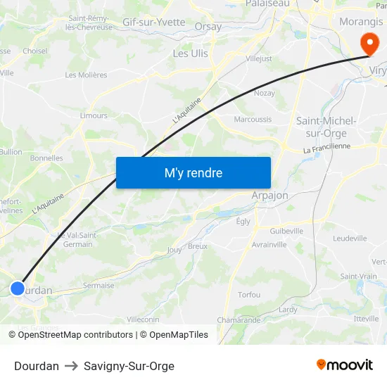 Dourdan to Savigny-Sur-Orge map