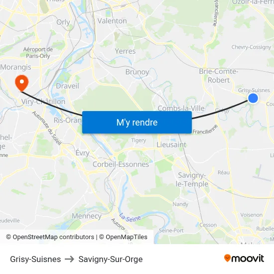 Grisy-Suisnes to Savigny-Sur-Orge map