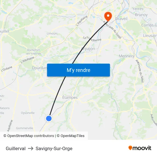 Guillerval to Savigny-Sur-Orge map