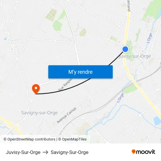 Juvisy-Sur-Orge to Savigny-Sur-Orge map
