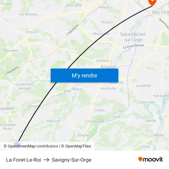 La Foret-Le-Roi to Savigny-Sur-Orge map