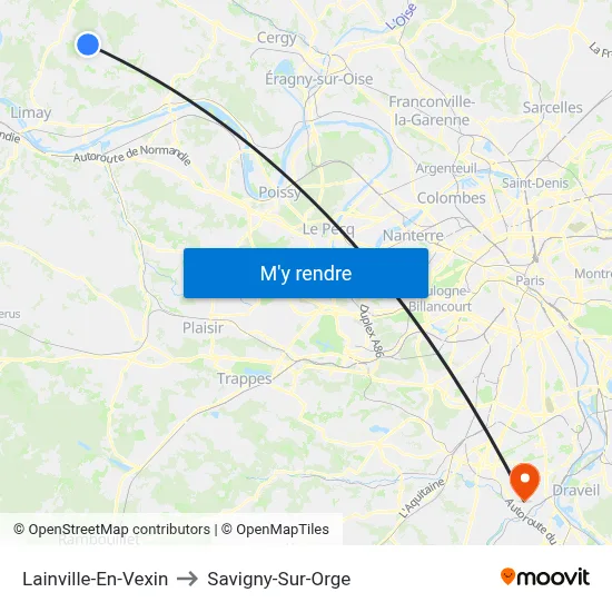 Lainville-En-Vexin to Savigny-Sur-Orge map