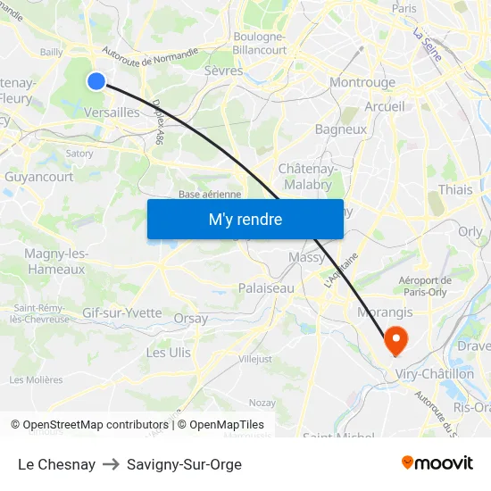 Le Chesnay to Savigny-Sur-Orge map