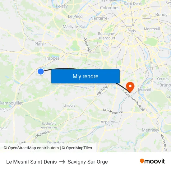 Le Mesnil-Saint-Denis to Savigny-Sur-Orge map