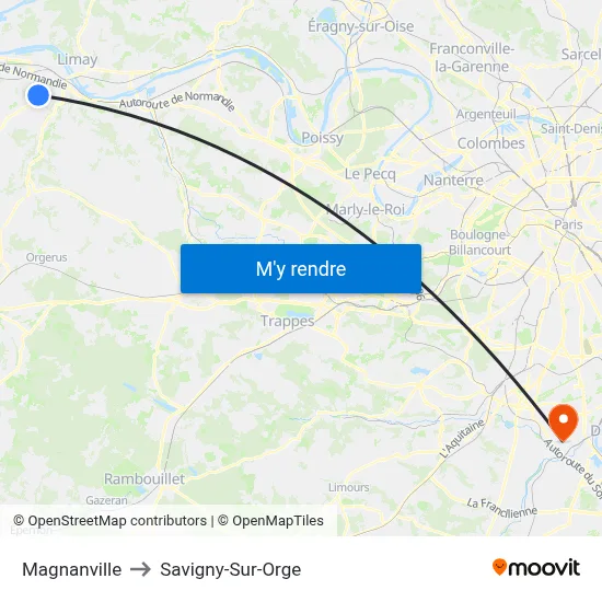 Magnanville to Savigny-Sur-Orge map