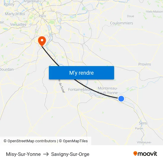 Misy-Sur-Yonne to Savigny-Sur-Orge map