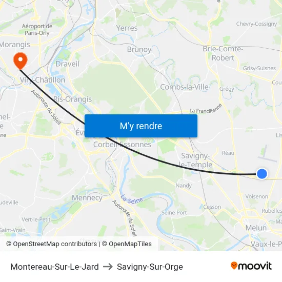 Montereau-Sur-Le-Jard to Savigny-Sur-Orge map