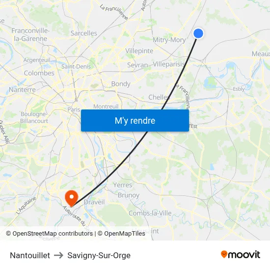 Nantouillet to Savigny-Sur-Orge map