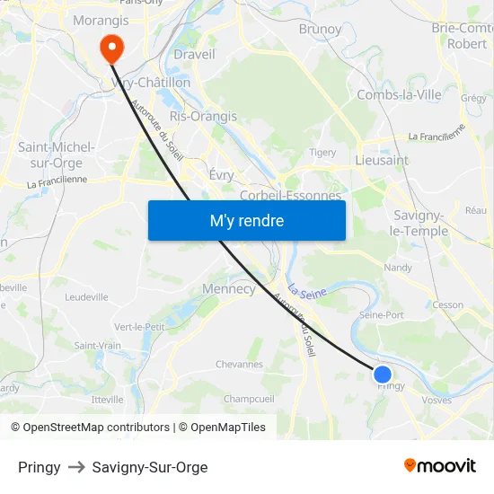 Pringy to Savigny-Sur-Orge map
