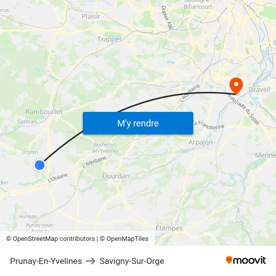 Prunay-En-Yvelines to Savigny-Sur-Orge map