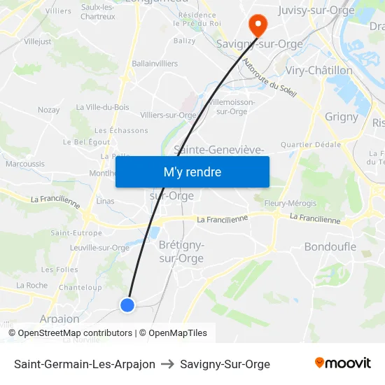 Saint-Germain-Les-Arpajon to Savigny-Sur-Orge map