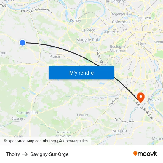 Thoiry to Savigny-Sur-Orge map