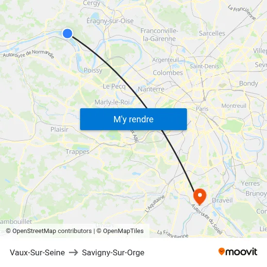 Vaux-Sur-Seine to Savigny-Sur-Orge map