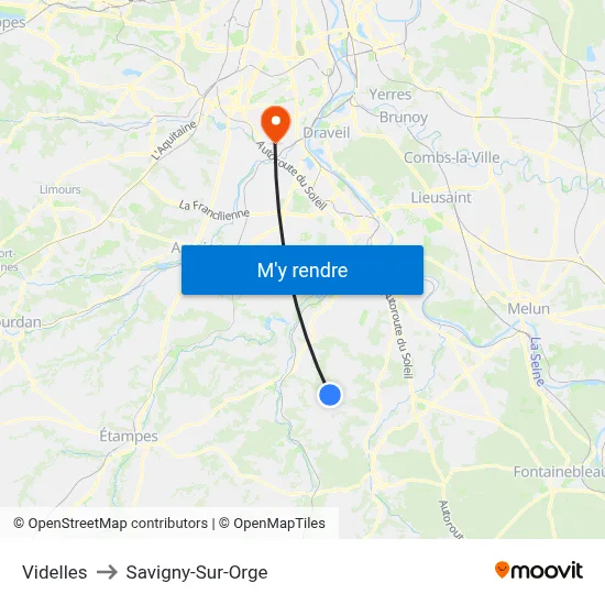 Videlles to Savigny-Sur-Orge map