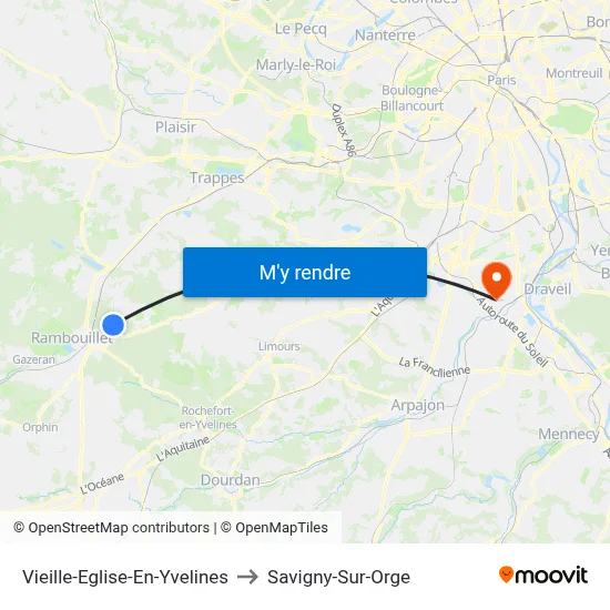 Vieille-Eglise-En-Yvelines to Savigny-Sur-Orge map