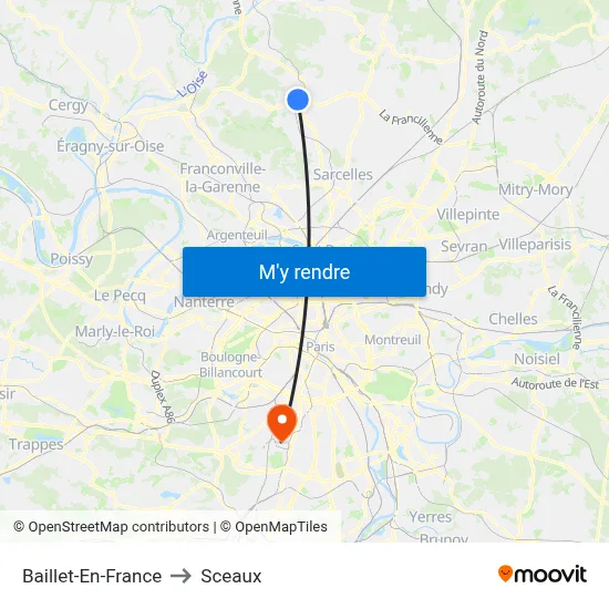 Baillet-En-France to Sceaux map
