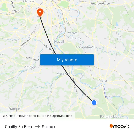 Chailly-En-Biere to Sceaux map