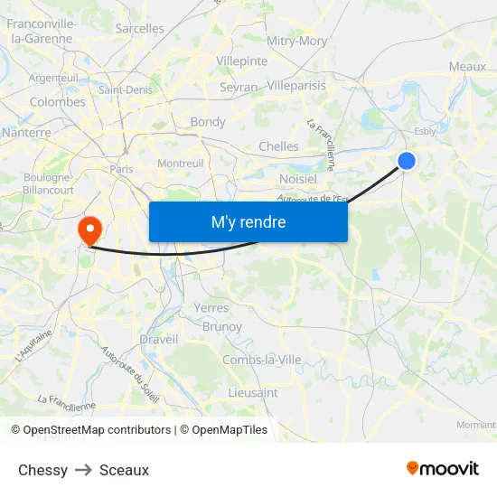 Chessy to Sceaux map