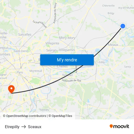 Etrepilly to Sceaux map