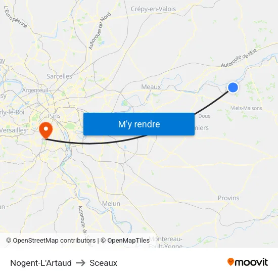 Nogent-L'Artaud to Sceaux map