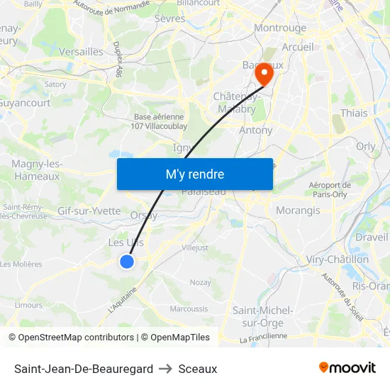 Saint-Jean-De-Beauregard to Sceaux map
