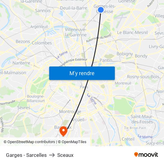 Garges - Sarcelles to Sceaux map