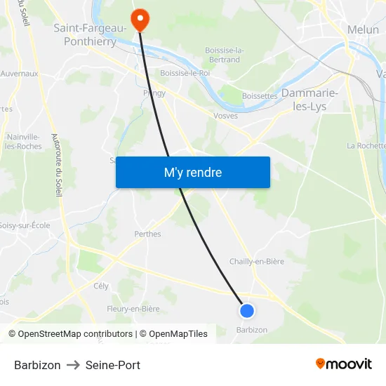 Barbizon to Seine-Port map