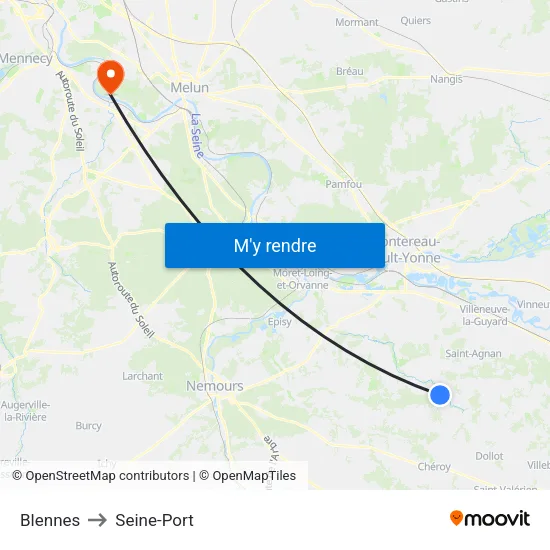 Blennes to Seine-Port map