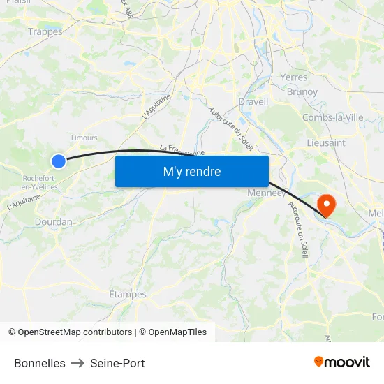Bonnelles to Seine-Port map