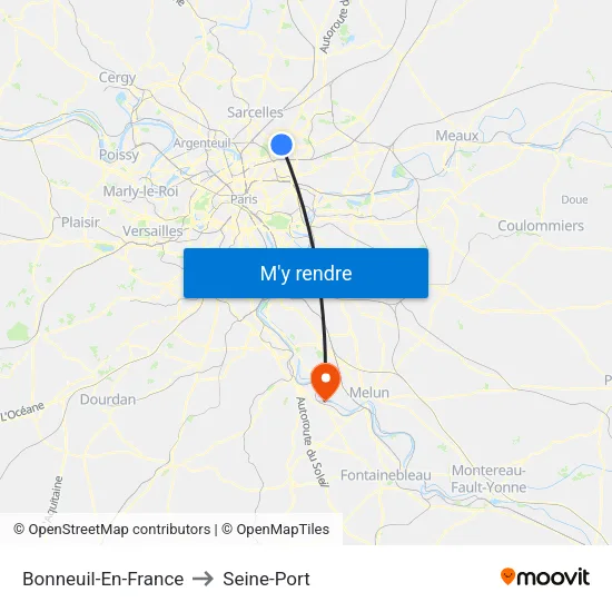 Bonneuil-En-France to Seine-Port map