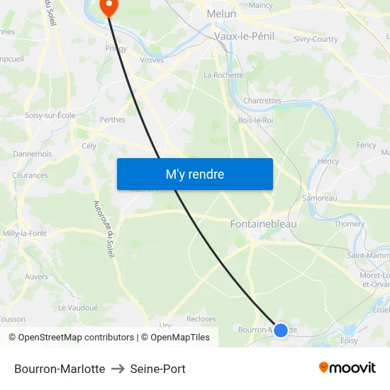 Bourron-Marlotte to Seine-Port map