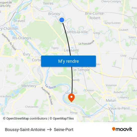Boussy-Saint-Antoine to Seine-Port map