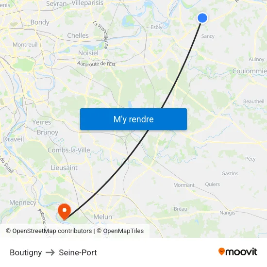 Boutigny to Seine-Port map
