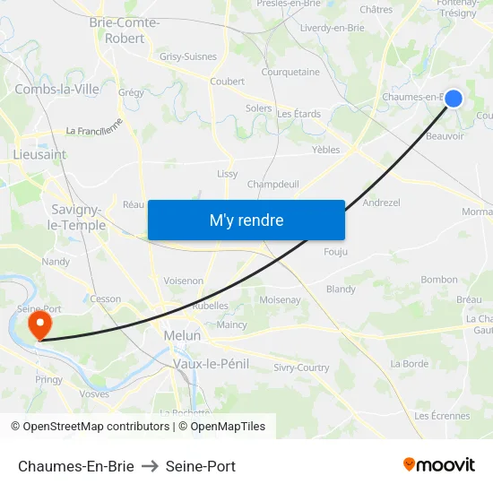 Chaumes-En-Brie to Seine-Port map