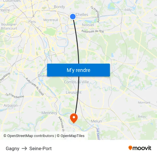 Gagny to Seine-Port map